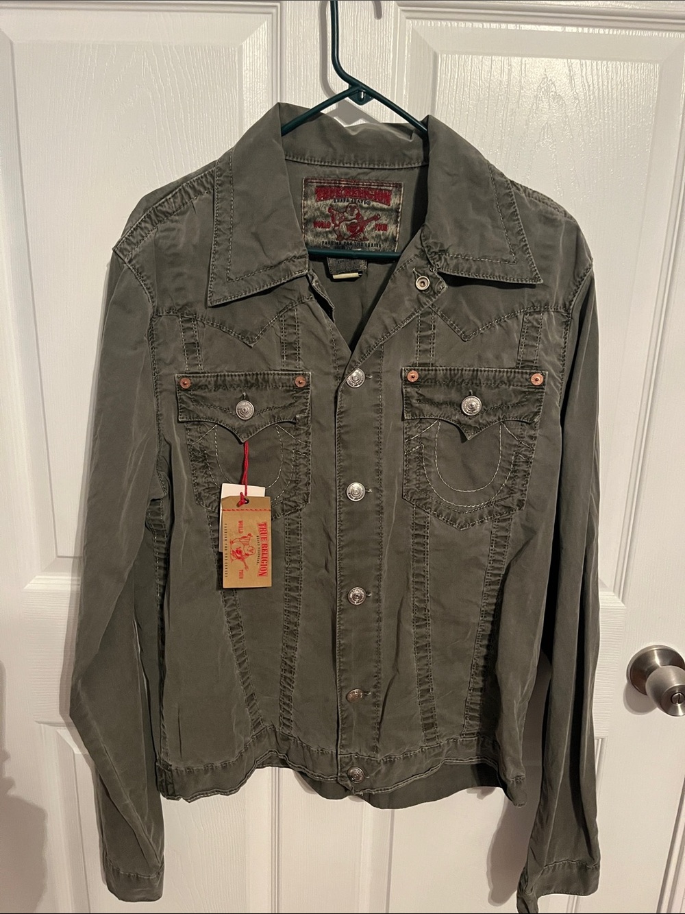 True Religion Olive Green Women's Utility Jean Jacket